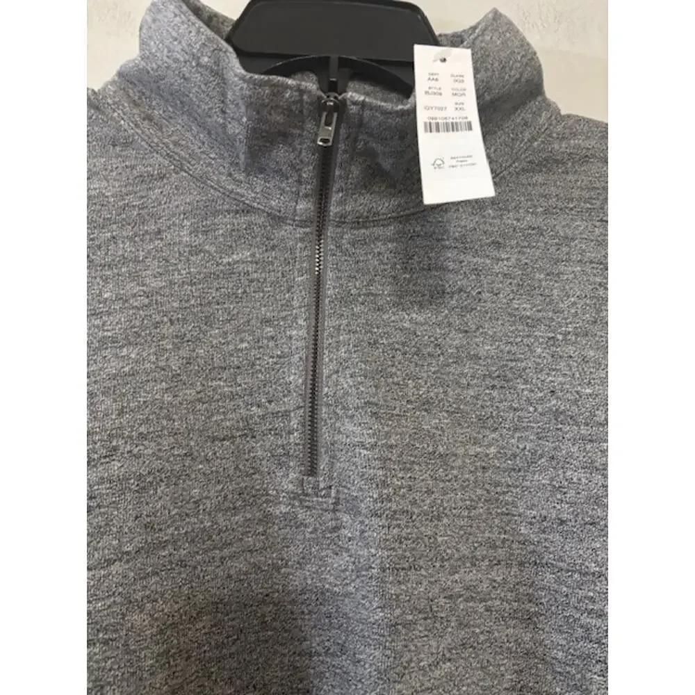 J. Crew Quarter Zip Pullover Men's 2XL XXL Gray 100% Cotton Sweater NWT